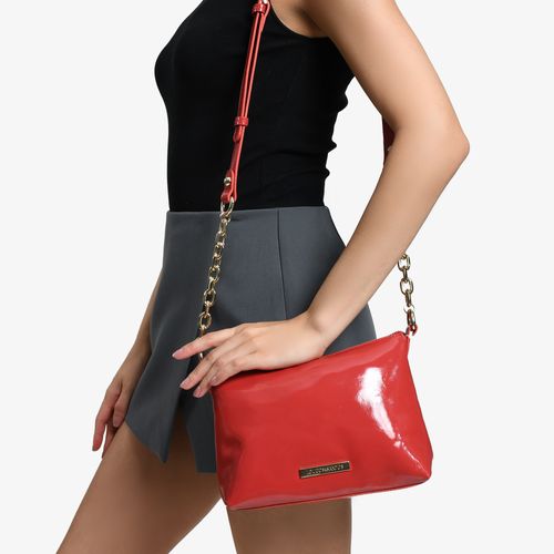Bolsa Tiracolo Pequeno Vermelha Couro