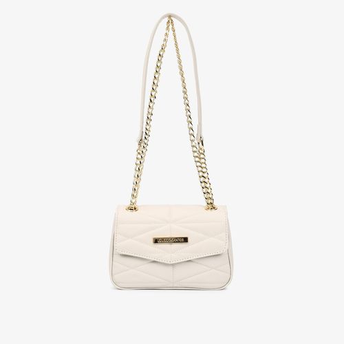 Bolsa Tiracolo Pequena Branca Corrente Couro