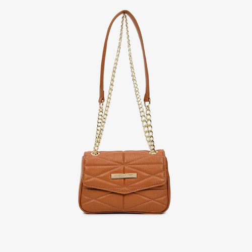 Bolsa Tiracolo Pequena Caramelo Corrente Couro