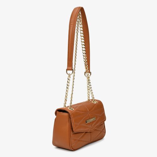 Bolsa Tiracolo Pequena Caramelo Corrente Couro