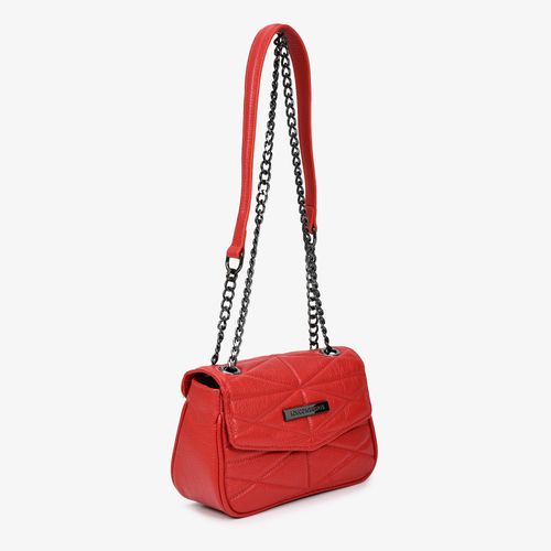Bolsa Tiracolo Pequena Vermelha Couro