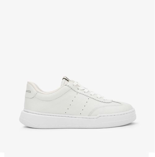 Tênis Branco Recortes Couro