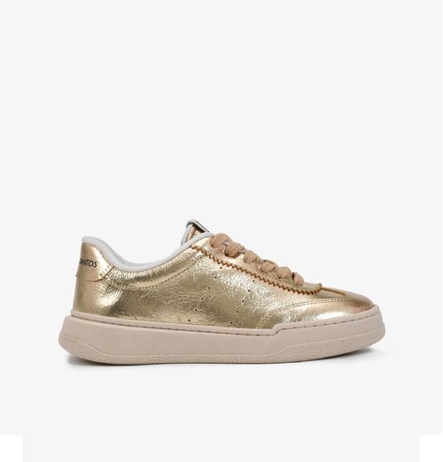 Tênis Dourado Metalizado Couro