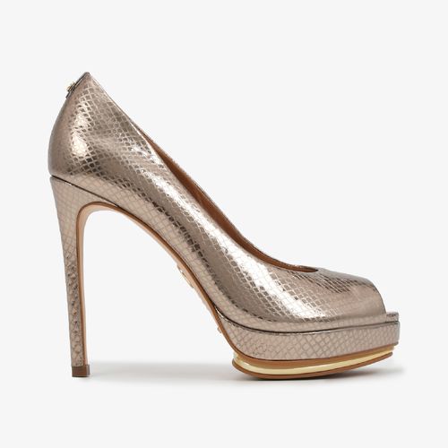 Peep Toe 3022 Dourado Ouro Metalizado Couro