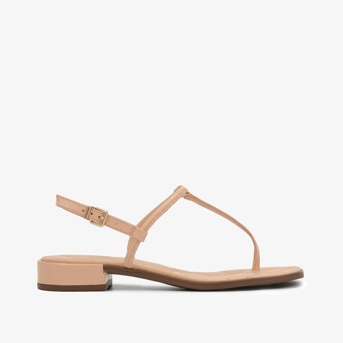 Sandália Rasteira Bege Couro