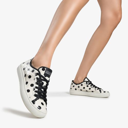 Tênis Branco Preto Poá Couro-snake