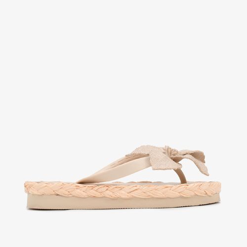 Sandália Rasteira Off White Flor Injetado