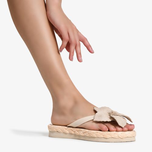 Sandália Rasteira Off White Flor Injetado