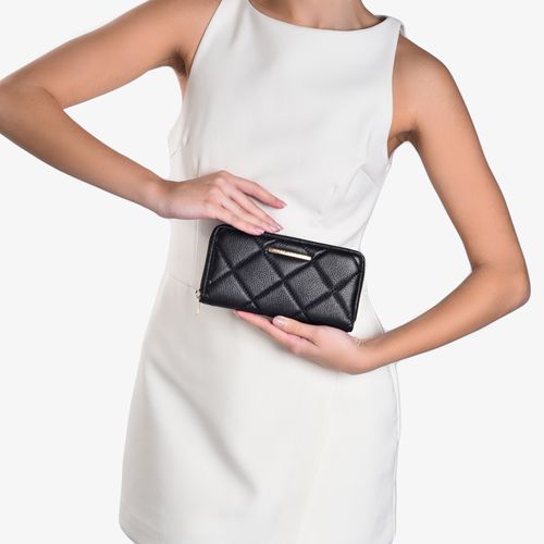 Carteira Feminina Matelassê Preto Couro