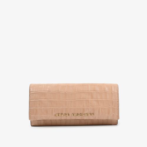Carteira Feminina Nude Dourado Couro Croco