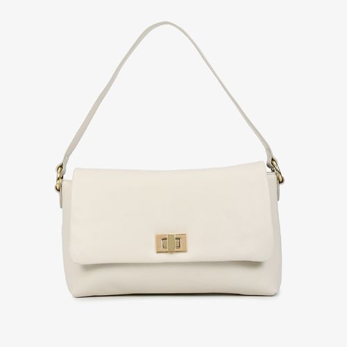 Bolsa Baguete Estruturada Off White Couro