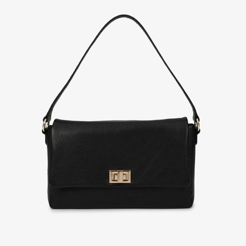 Bolsa Baguete Estruturada Preta Couro