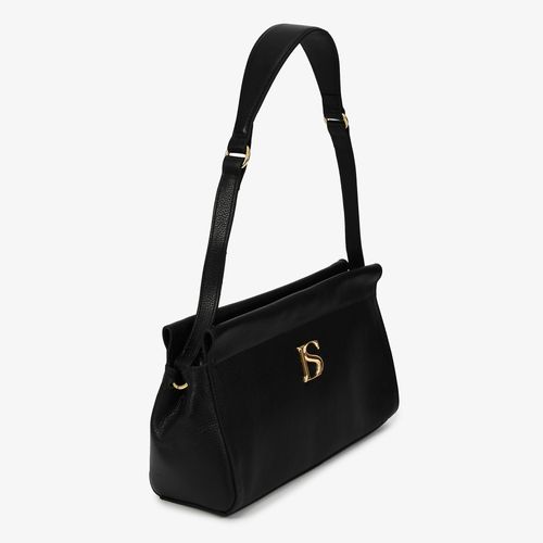 Bolsa Baguete Grande Preto Couro