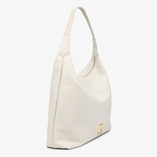 Bolsa Hobo Média Off White Couro