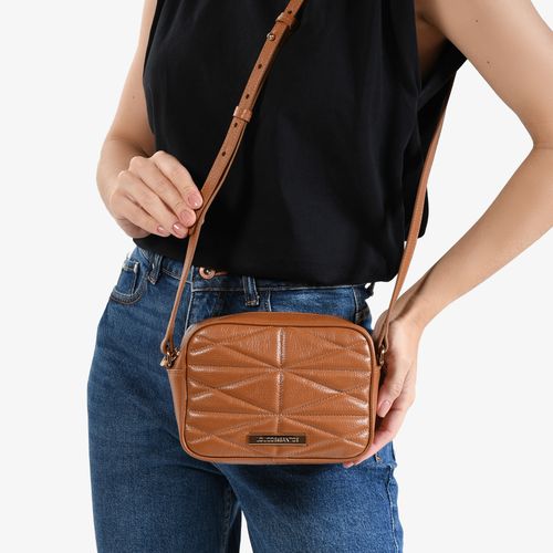 Bolsa Transversal Caramelo Matelassê Couro
