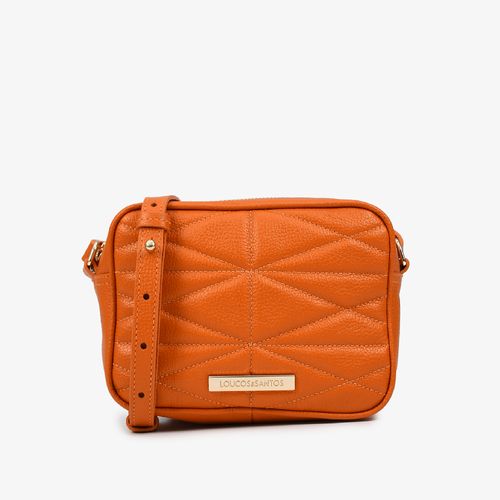 Bolsa Transversal Laranja Matelassê Couro