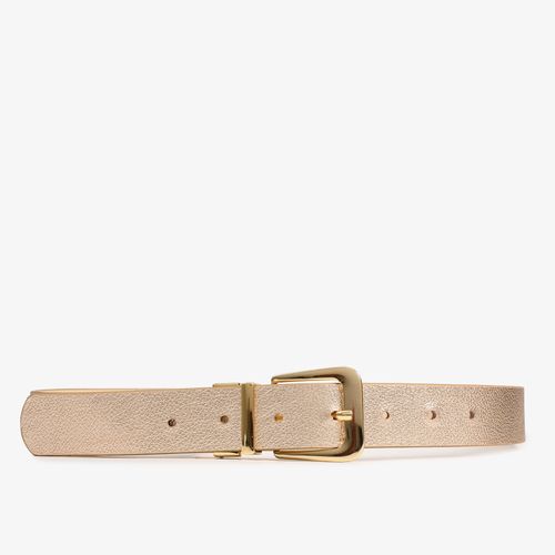 Cinto Reversivel Off White Dourado Couro