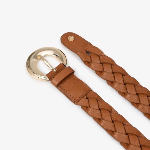 Cinto Trançado Caramelo Couro