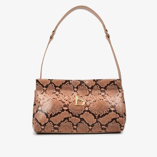 Bolsa Baguete Grande Rosê Snake Couro