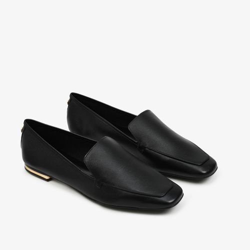 Loafer Preto Metal Grafite Couro
