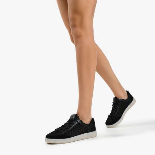 Tênis Preto Tela Couro