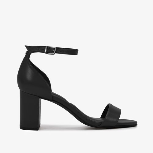 Sandália Salto Bloco Preto Couro