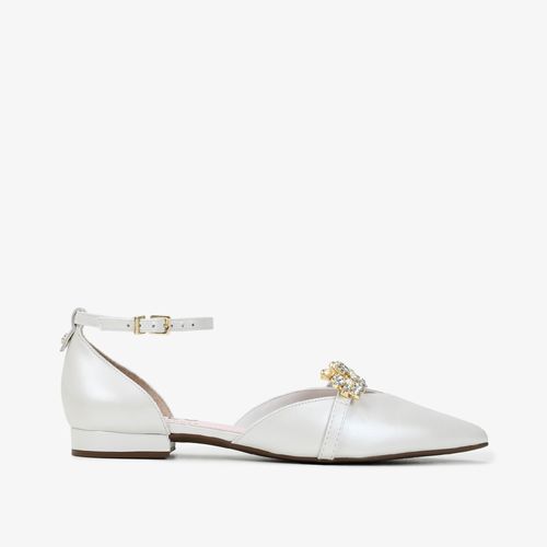 Sapato Branco Say Yes Pedraria Couro Acetinado