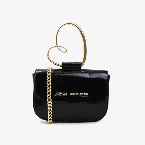 Bolsa Satchel Alça Coração Preto Couro