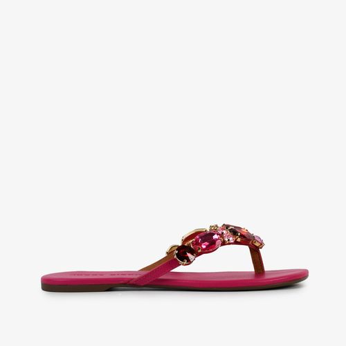 Chinelo Rosa Hot Pink Couro