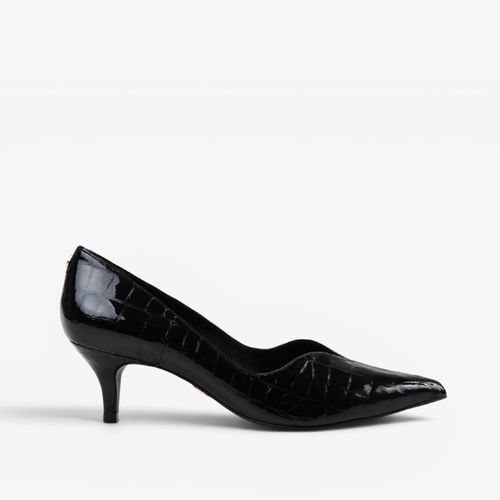 Scarpin Preto Couro Croco