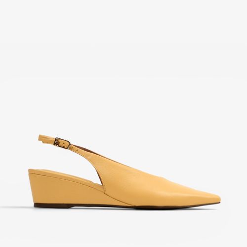 Slingback Salto Anabela Amarelo Solar Couro