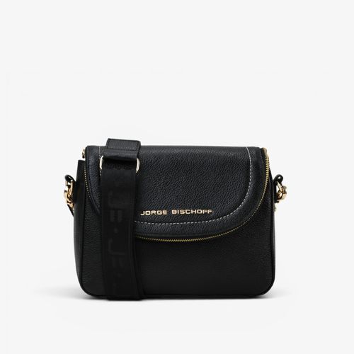 Bolsa Transversal  Alça Gorgorão Preto Couro