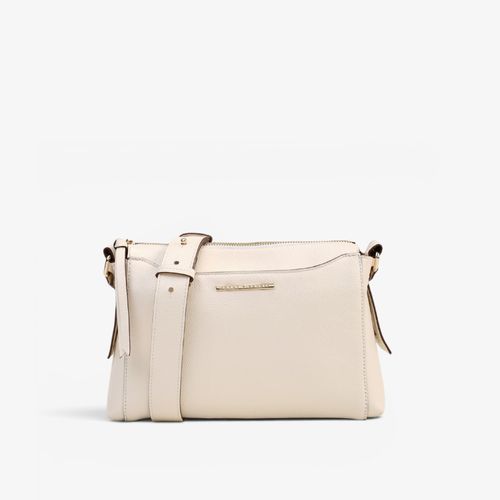 Bolsa Transversal Off White Algodão Couro