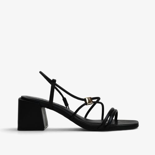 Sandália Salto Bloco Preto Couro